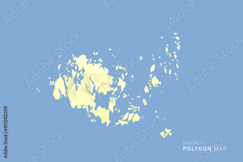 Aland Islands Map in low poly polygon vector style, geometric shape illustration with soft yellow tones on blue background, clean silhouette for infographic.