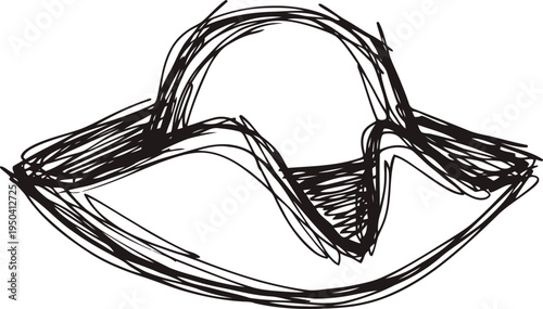 pirate hat sketch hand drawn rough black ink illustration of traditional tricorn headwear