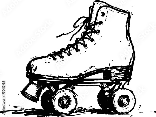 Vintage roller skate illustration classic quad skate design with laces and four wheels retro sports and recreation concept