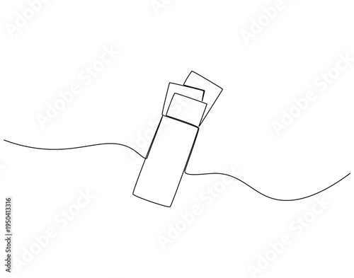 Continuous one line drawing of envelope filled with money. One line drawing illustration of envelope money. Salary, bonus, business and finance concept single line. Editable outline