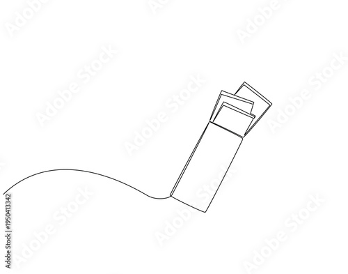 Continuous one line drawing of envelope filled with money. One line drawing illustration of envelope money. Salary, bonus, business and finance concept single line. Editable outline