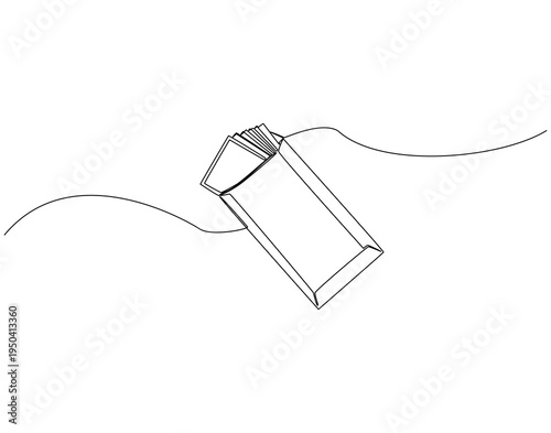 Continuous one line drawing of envelope filled with money. One line drawing illustration of envelope money. Salary, bonus, business and finance concept single line. Editable outline
