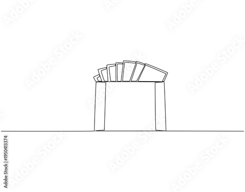 Continuous one line drawing of envelope filled with money. One line drawing illustration of envelope money. Salary, bonus, business and finance concept single line. Editable outline