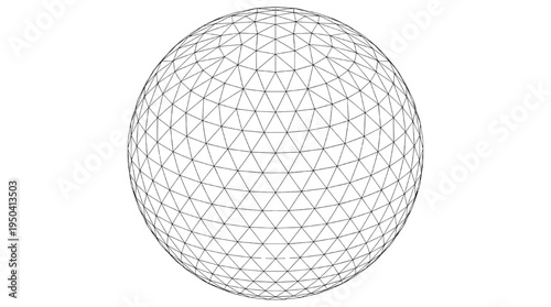 Geodesic Wireframe Sphere Geometry Structure Engineering Vector Illustration | 3d sphere isolated on white