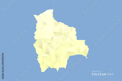 Bolivia Map in low poly polygon vector style, geometric shape illustration with soft yellow tones on blue background, clean silhouette for infographic.