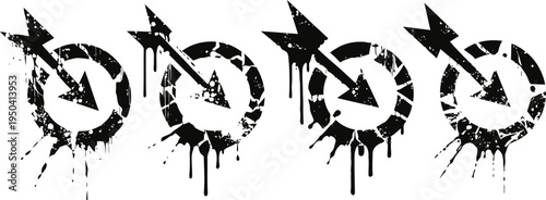 grunge spray paint target arrow design set distressed aim and focus symbols, urban artistic