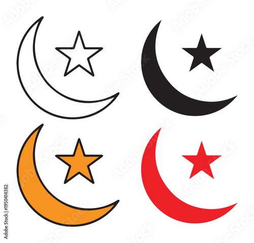 Eid Moon in flat style Victor Art Illustrations