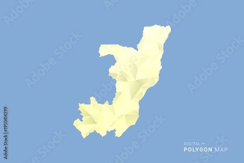 Congo Map in low poly polygon vector style, geometric shape illustration with soft yellow tones on blue background, clean silhouette for infographic.