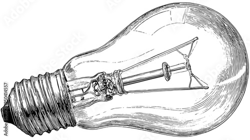Detailed illustration of a light bulb, showcasing its internal components and threaded base