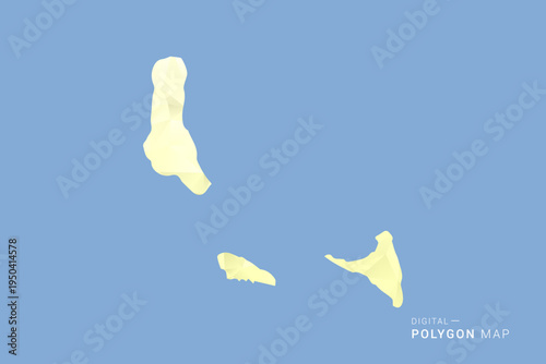 Comoros Map in low poly polygon vector style, geometric shape illustration with soft yellow tones on blue background, clean silhouette for infographic.