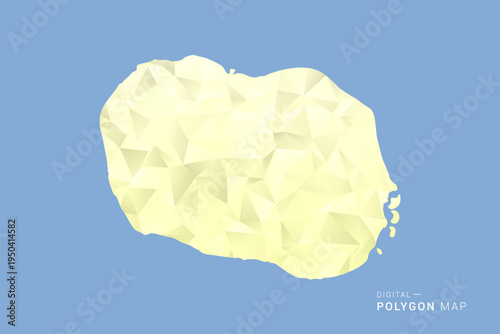Cook Islands Map in low poly polygon vector style, geometric shape illustration with soft yellow tones on blue background, clean silhouette for infographic.
