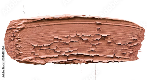 Smear of brown makeup on white background texture closeup