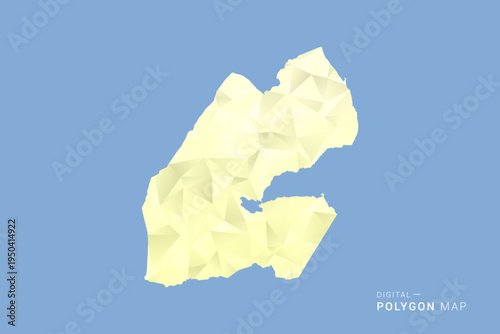 Djibouti Map in low poly polygon vector style, geometric shape illustration with soft yellow tones on blue background, clean silhouette for infographic.