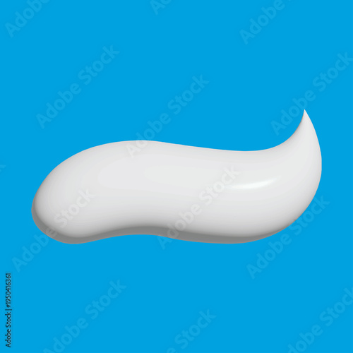 3D White Toothpaste Swirl Vector on Blue Background, Cream Foam Smear for Dental Hygiene or Cosmetic Lotion Stroke, Isolated Realistic Gel Element for Skincare and Medical Product Design Mockup.