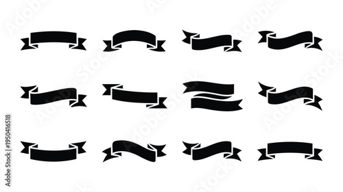 Set of vintage ribbons and banners vector flat design elements for titles and labels