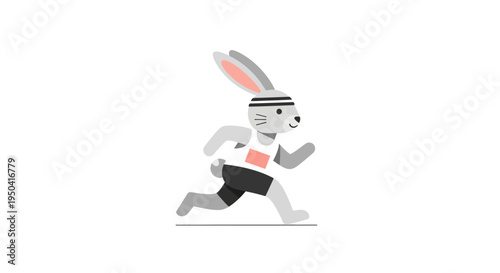 Rabbit wearing headband running fast.