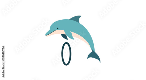 Dolphin jumping through a hoop.