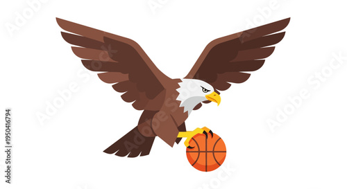 Bald eagle catching basketball in flight.