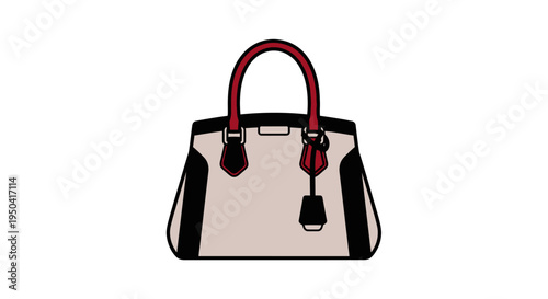 Fashionable pink ladies handbag with handles.