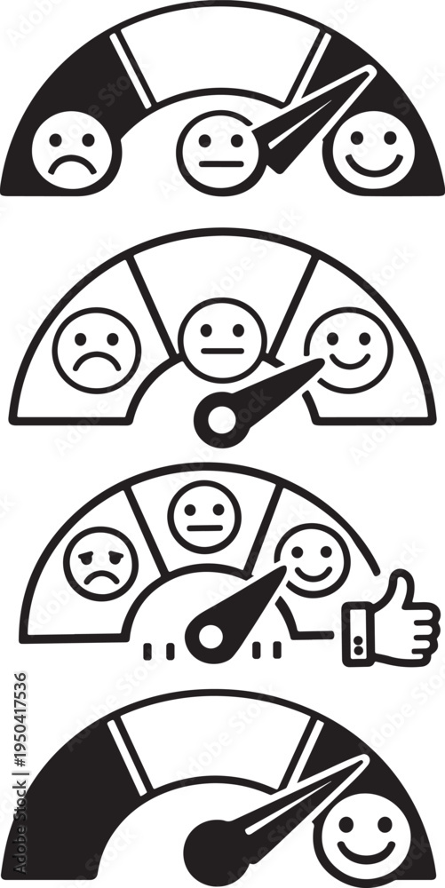 Fototapeta premium Feedback meter pointing to happy zone representing excellent review and customer approval