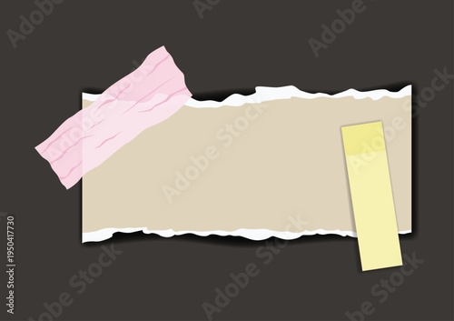 Paper notes stickers. Place for memo messages on paper sheets. Blank sticky place for to do list and office notice or information board