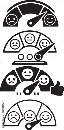  Satisfaction dial pointing to happy zone showing positive customer response and good service
