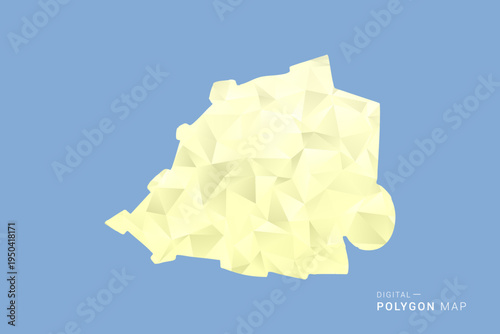 Holy See Map in low poly polygon vector style, geometric shape illustration with soft yellow tones on blue background, clean silhouette for infographic.