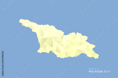 Georgia Map in low poly polygon vector style, geometric shape illustration with soft yellow tones on blue background, clean silhouette for infographic.