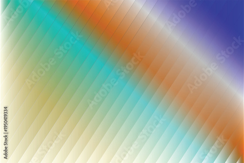 Abstract diagonal gradient stripes background with soft multicolor transition of teal orange blue and cream tones