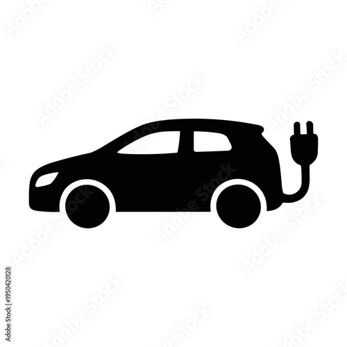Electric car glyph icon eco transport vector illustration