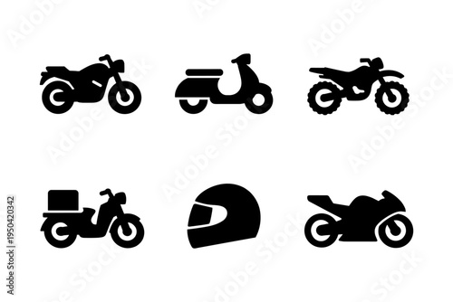 Motorcycle icons set glyph collection transport vector illustration