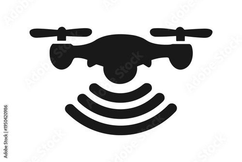 Drone wireless signal solid black icon vector illustration