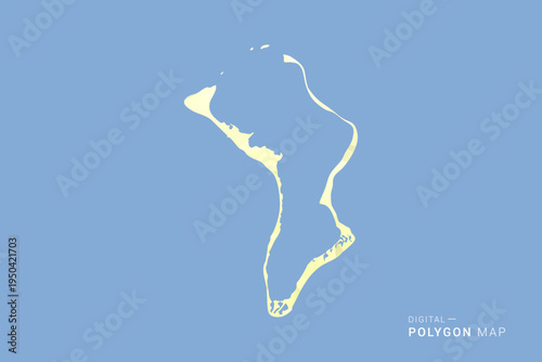 British Indian Ocean Territory Map in low poly polygon vector style, geometric shape illustration with soft yellow tones on blue background, clean silhouette for infographic.