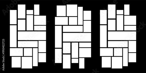 Abstract seamless geometric pattern featuring white circular dots arranged in a repeating grid on a black background.