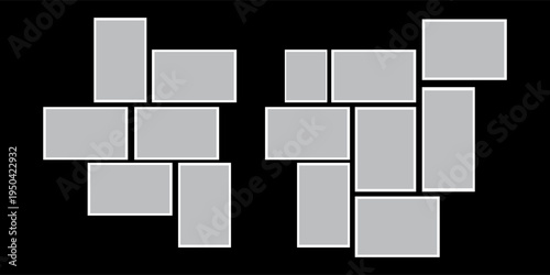 Pictures or photos frame collage. comics page grid layout abstract photo frames and digital photo wall template