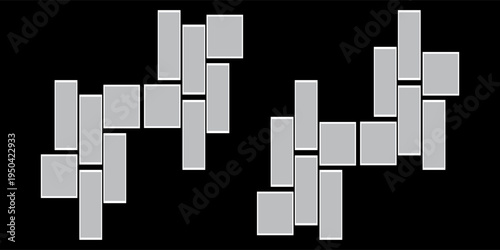 Pictures or photos frame collage. comics page grid layout abstract photo frames and digital photo wall template