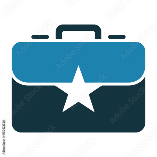Blue and vector briefcase with a white star design on the front flap