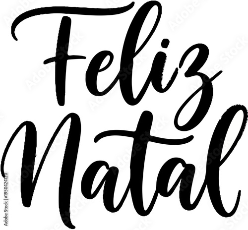 Black script text on white background, "Feliz Natal" written
