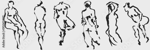 Abstract female anatomy and body positive silhouettes in doodle sketch style. Artistic line art for yoga studios, wellness apps and gallery wall prints.