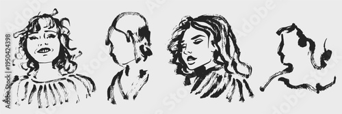 Modern female silhouette collection and body anatomy sketches in charcoal style. Creative line art for lifestyle branding, posters, and aesthetic prints.