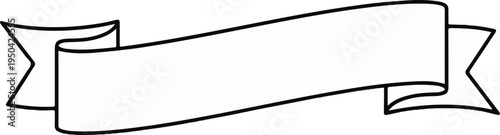 Blank black outline banner with pointed ends and folded sections