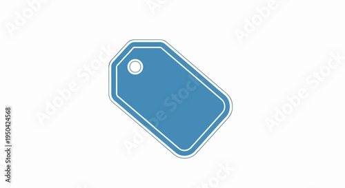 Blank blue tag with rounded corners and a single hole for attachment