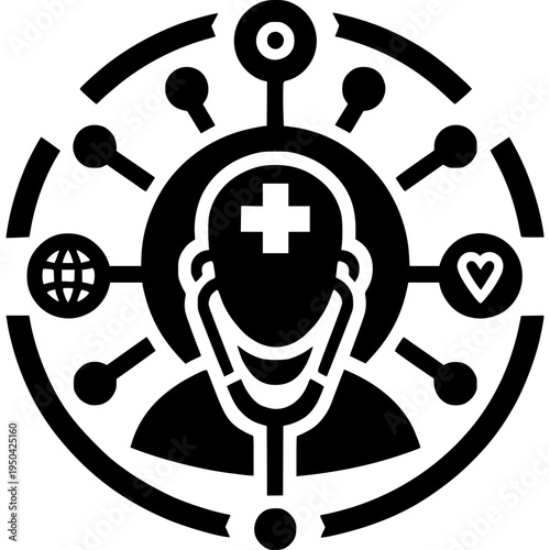 Healthcare Advocate: A symbolic graphic of a healthcare advocate, embodying the values of health, global outreach, and compassion, signifies the spirit of medical support and care.
