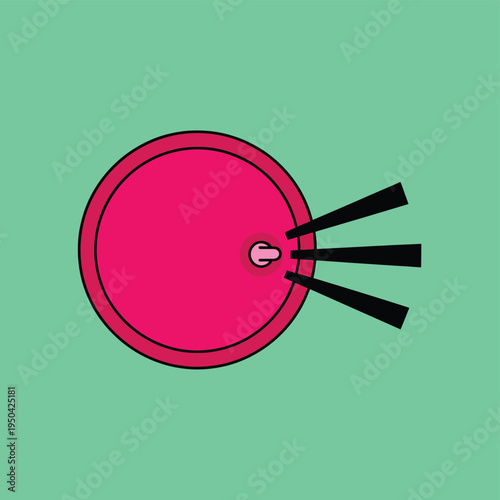 Pillows or cushion isolated vector illustration on a bright light green background. cartoon drawing with black radiating lines