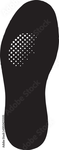 Artistic stippled barefoot silhouette with textured dot fading pattern for creative graphic design and pressure map concepts