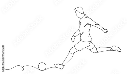 Continuous single one line art drawing of football soccer player celebrating, Match soccer goal celebration concept. Single line draw design vector graphic illustration.