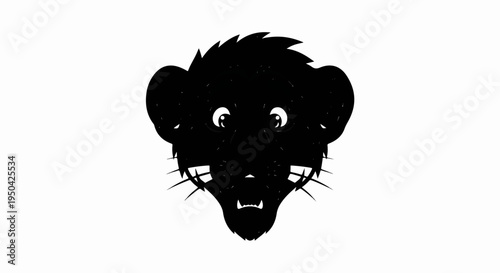 A stylized black panther face with wide eyes and fangs