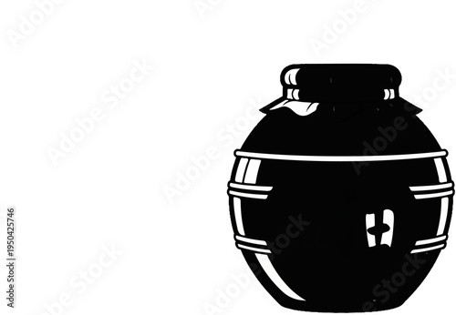 Black stylized representation of a sealed jar with a lid and cloth