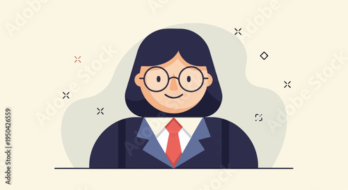 A stylized portrait of a professional woman in a suit and tie