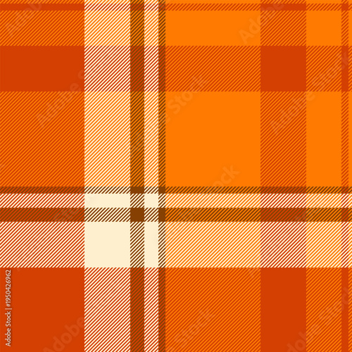 Cultural vector tartan plaid, crossed textile texture fabric. Card check seamless pattern background in orange and bright colors.